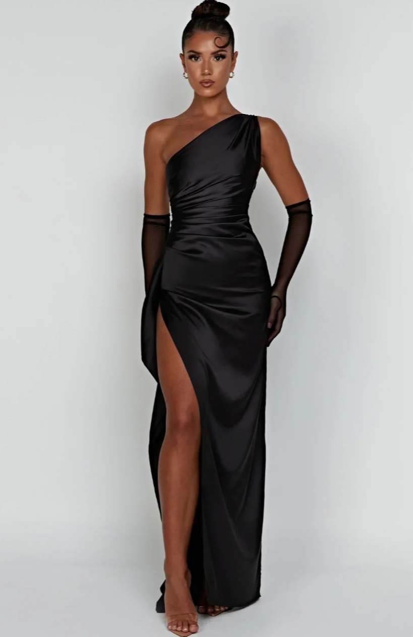 Pleated Satin Dress