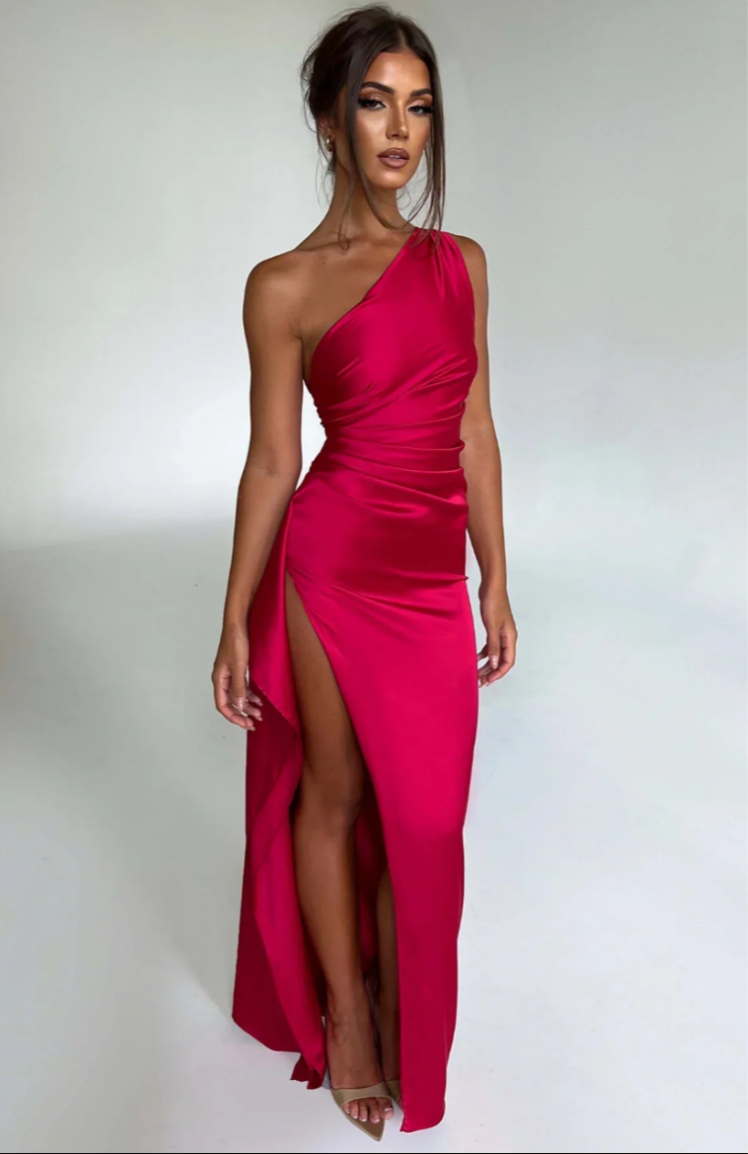 Pleated Satin Dress