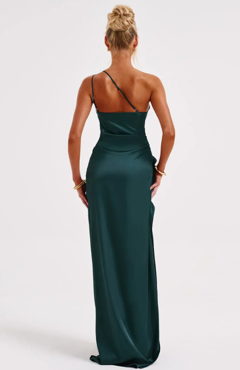 Pleated Satin Dress