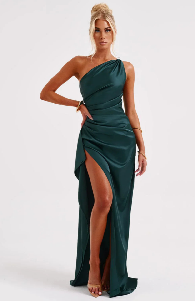 Pleated Satin Dress