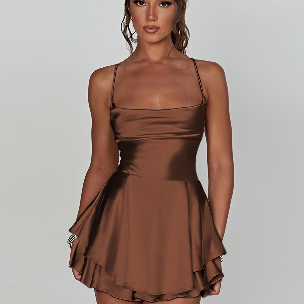 Satin Ruffle Dress