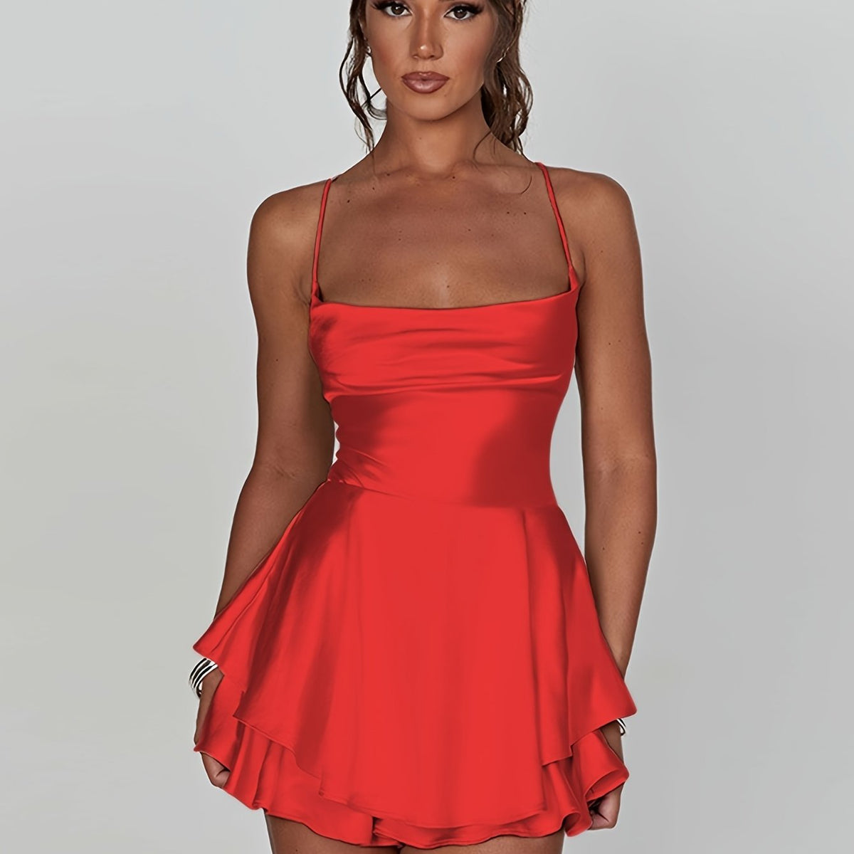 Satin Ruffle Dress