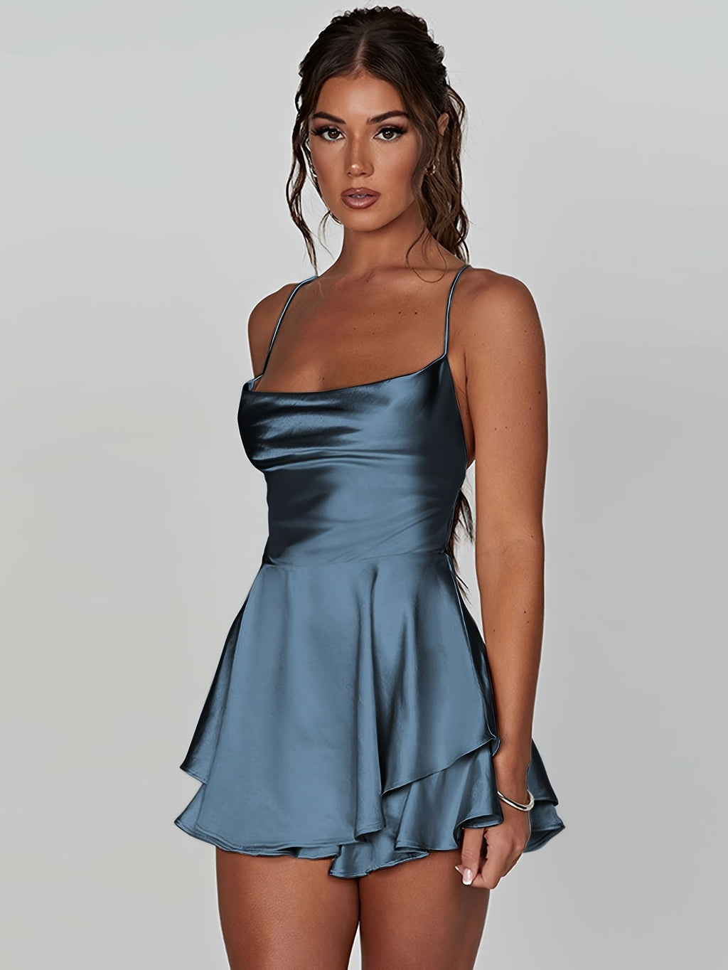 Satin Ruffle Dress