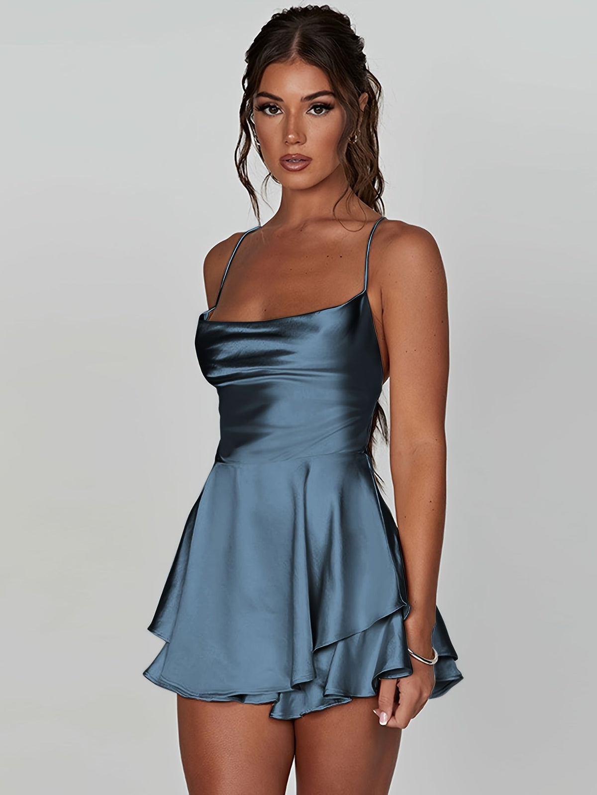 Satin Ruffle Dress