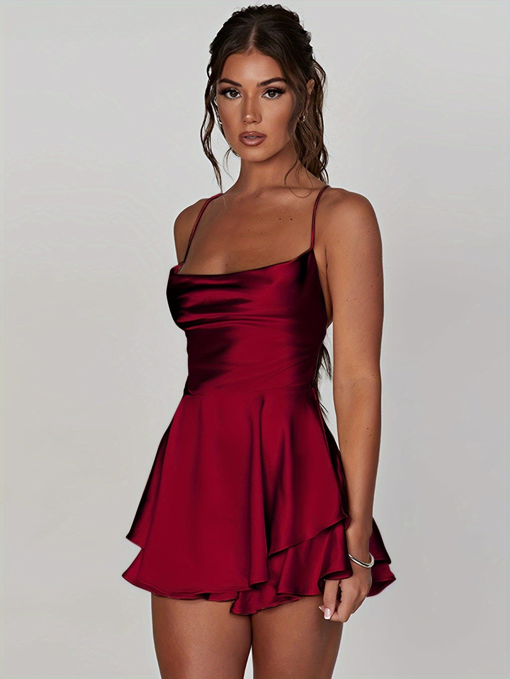 Satin Ruffle Dress