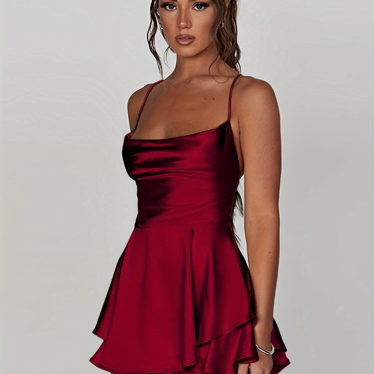 Satin Ruffle Dress
