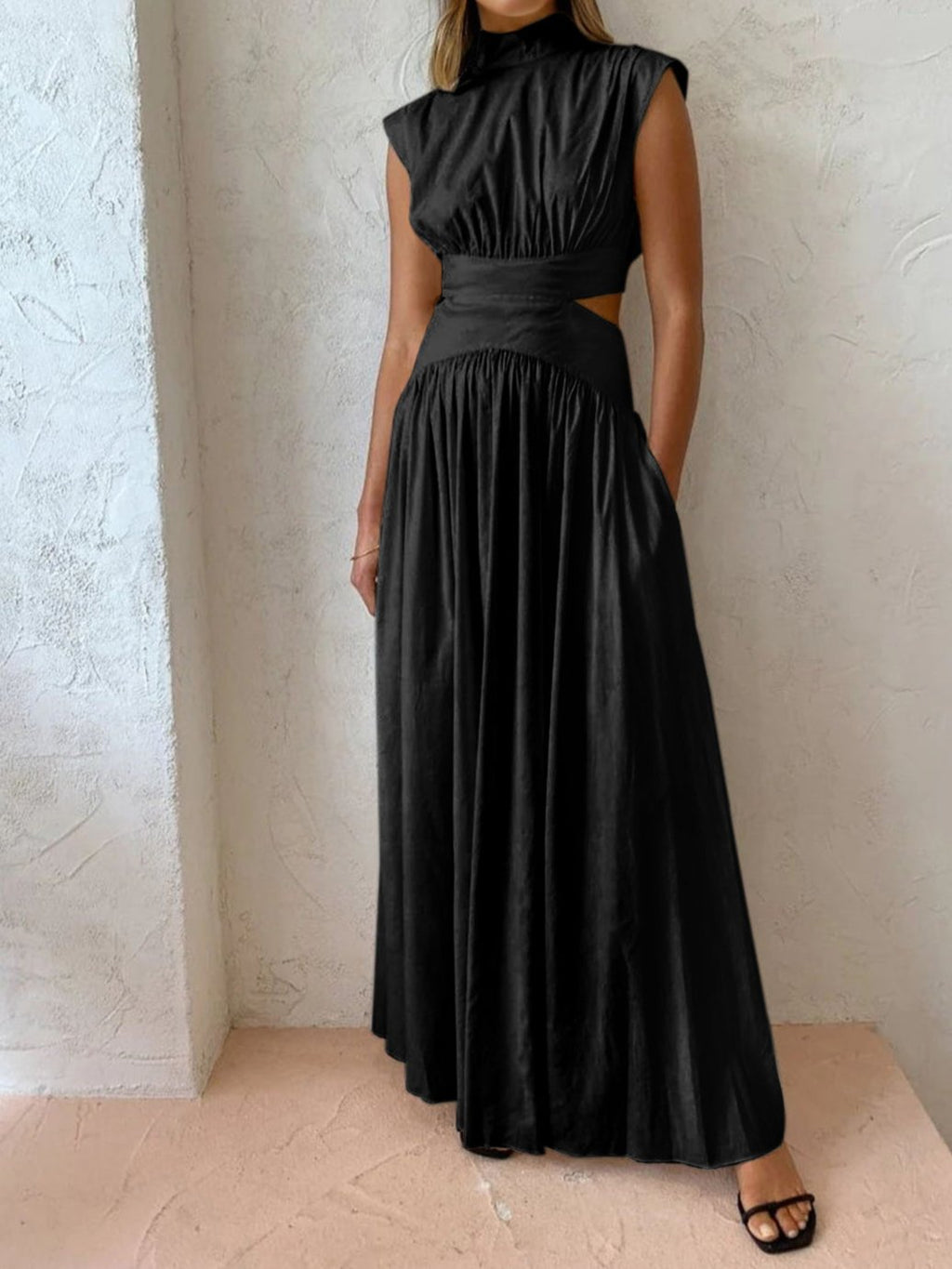 Mock Neck Long Dress