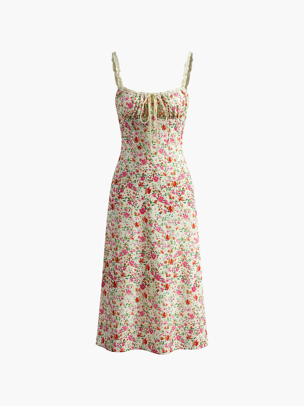 Floral Trim Midi Dress