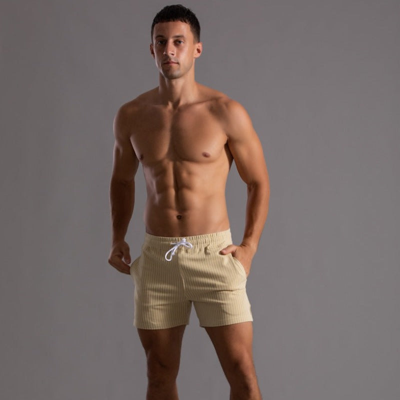 Quick-Dry Ribbed Swim Shorts