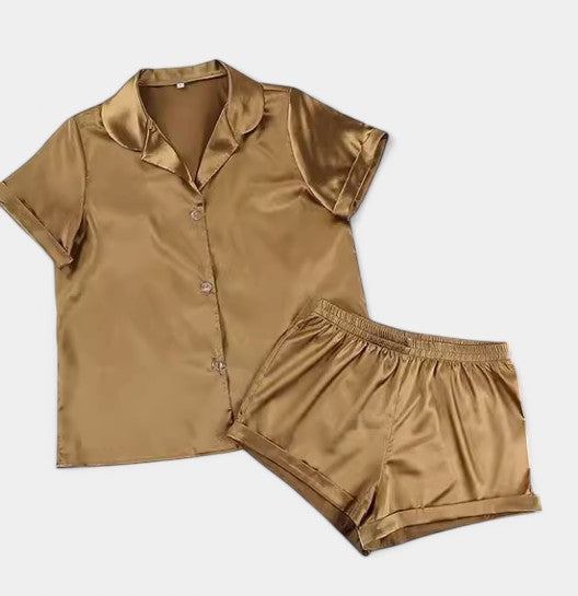 Gleame Tropical Satin Pyjama Set