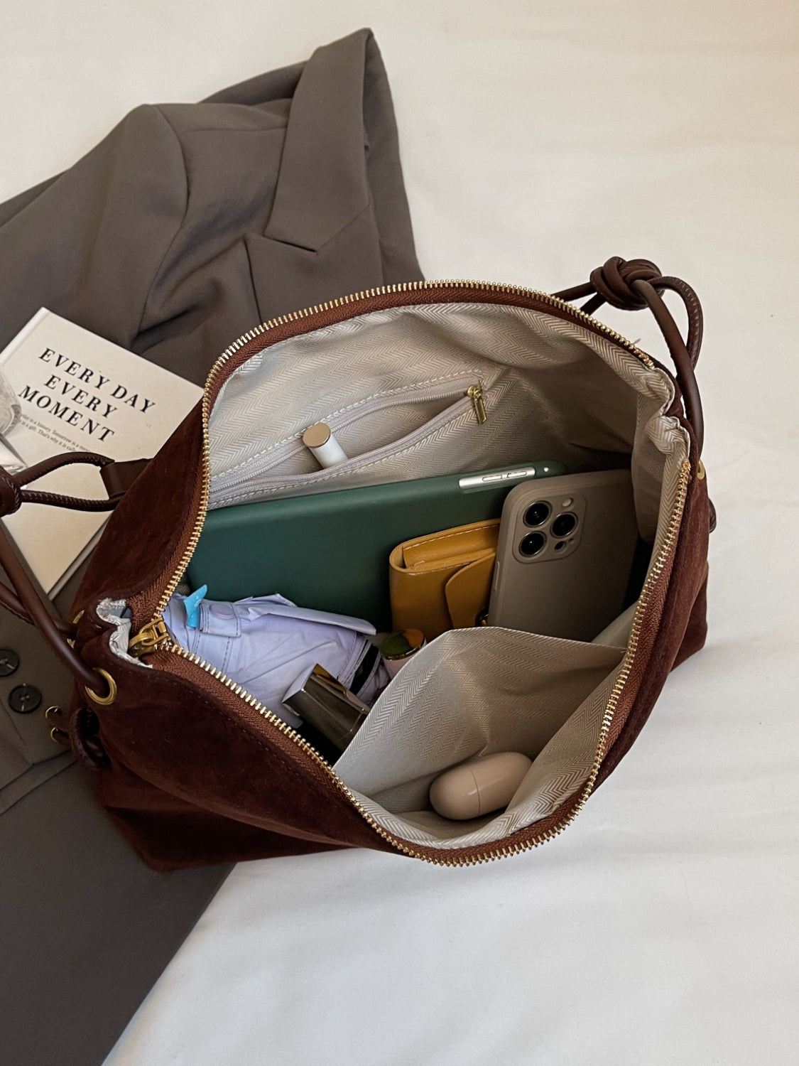 Suede Handbag