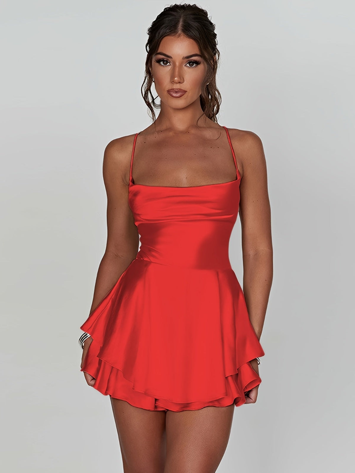 Satin Ruffle Dress