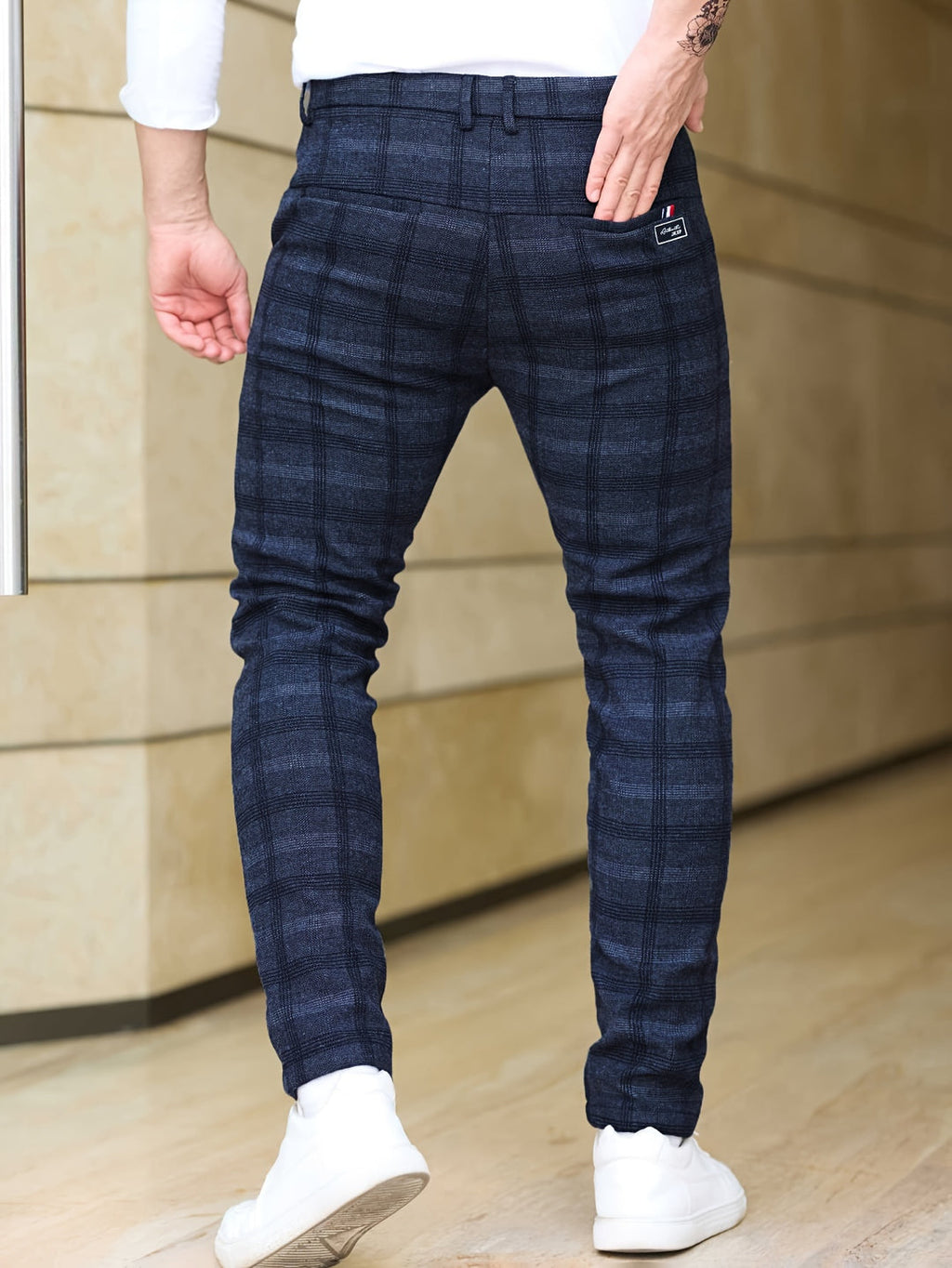 Slim-Fit Checked Trousers